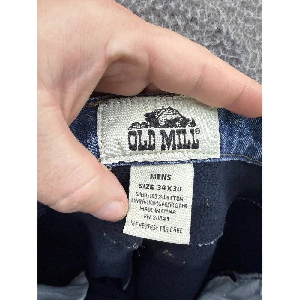 Old Mill Jeans Mens 34x30 Blue Denim Fleece Lined Workwear‎ Chore Barn Outdoors